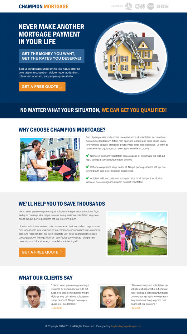 get the best rates you deserve for your mortgage call to action splash page design