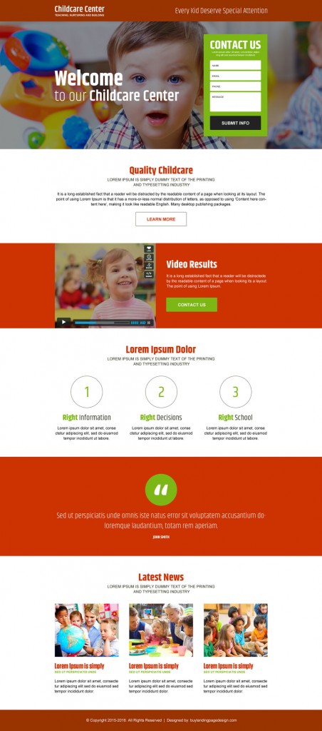 Best Child Care Lead Capturing Landing Page Designs