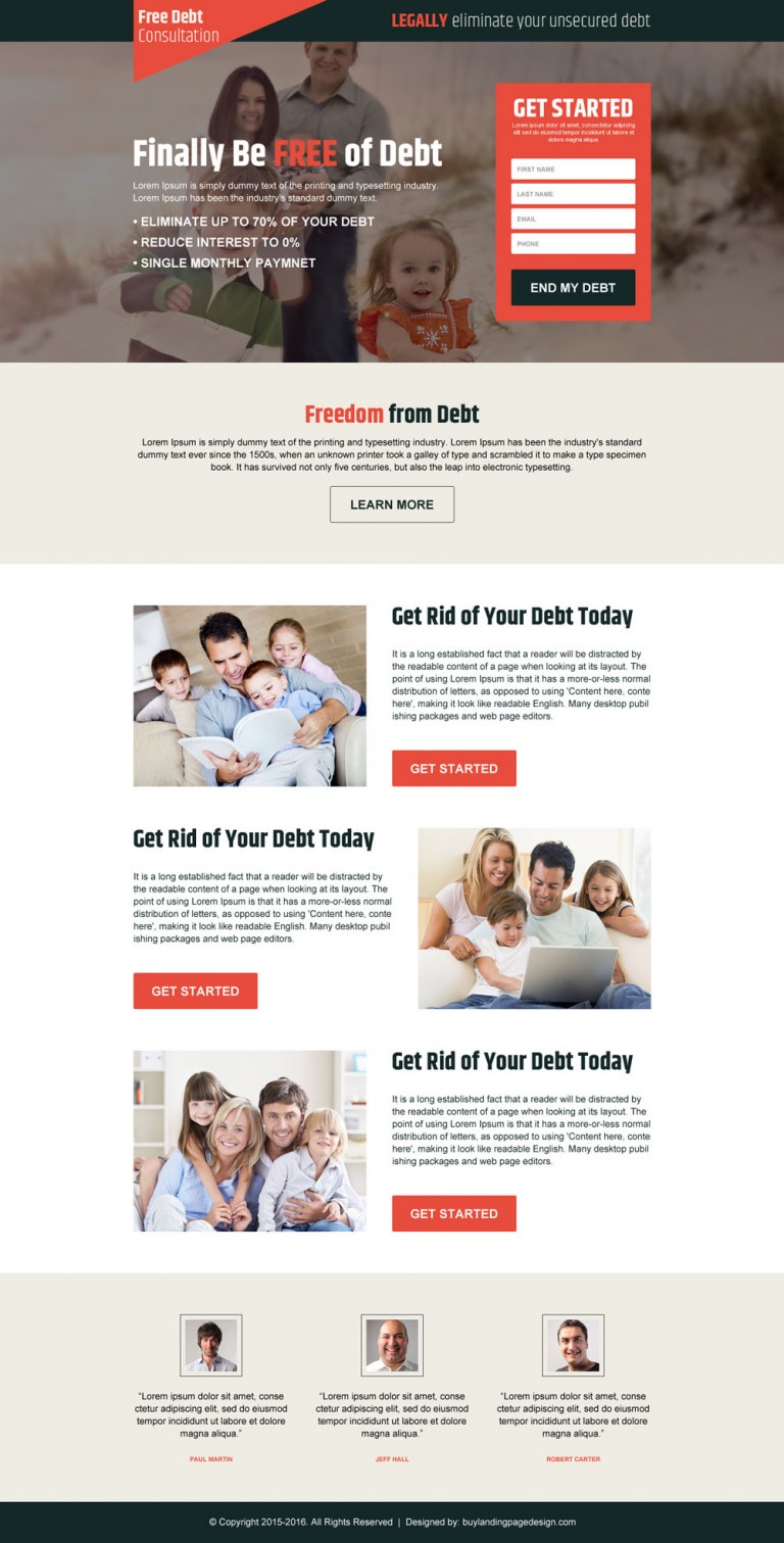 50 Clean And Effective Debt Relief Landing Pages