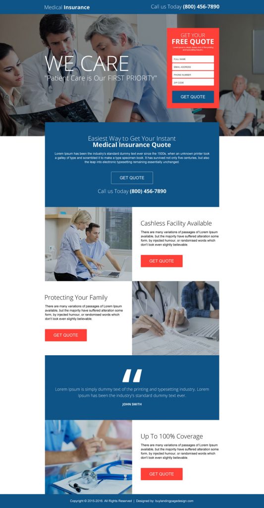 High quality and professional insurance companies landing page designs