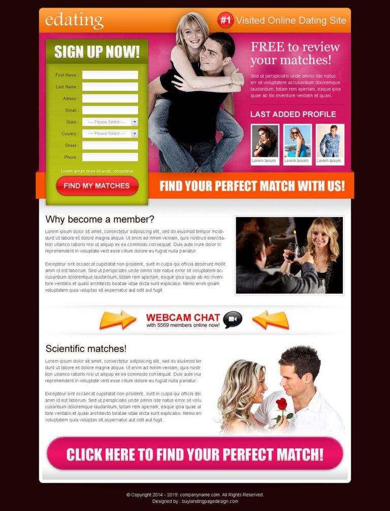 best dating site landing page