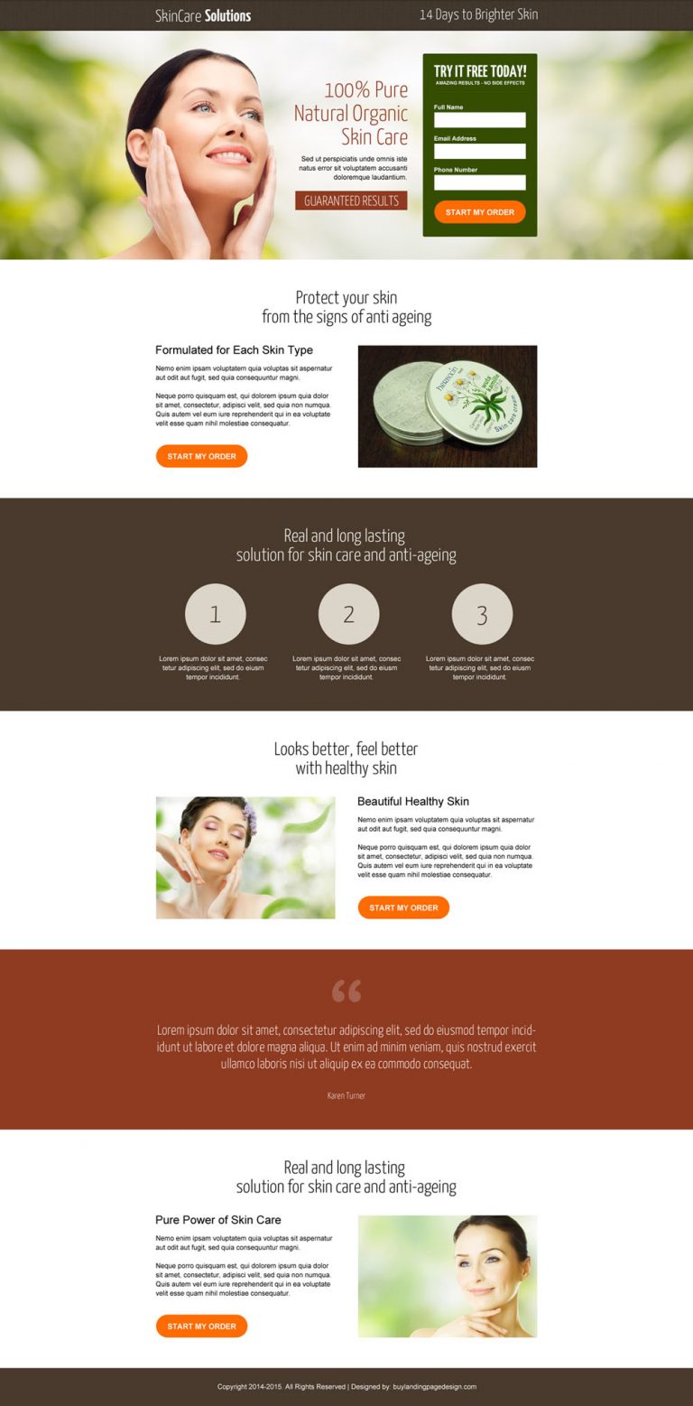 Skin care responsive website design templates to create your website