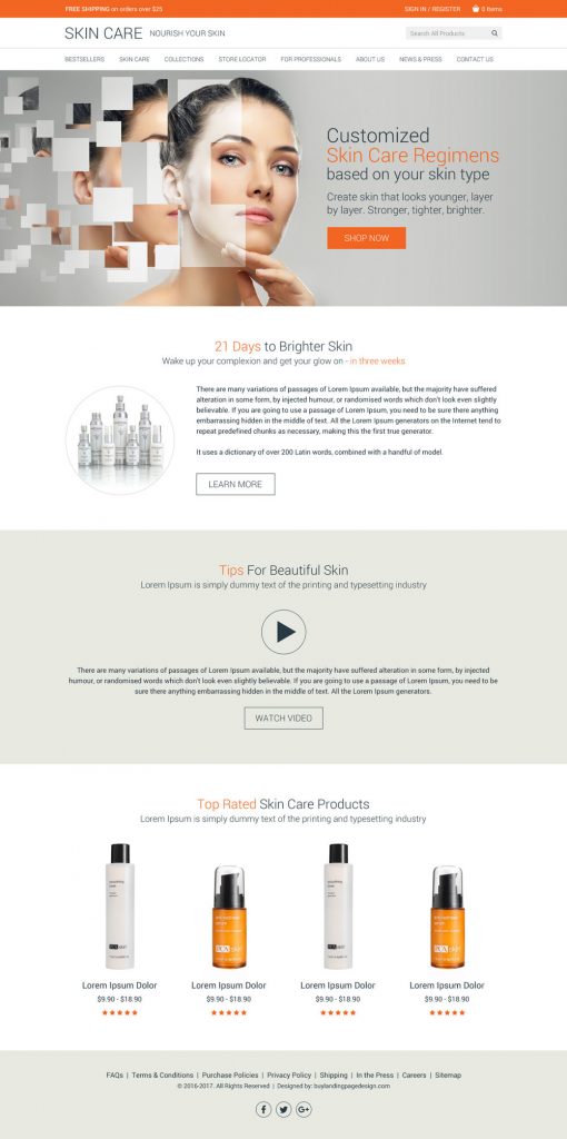 Skin care responsive website design templates to create your website