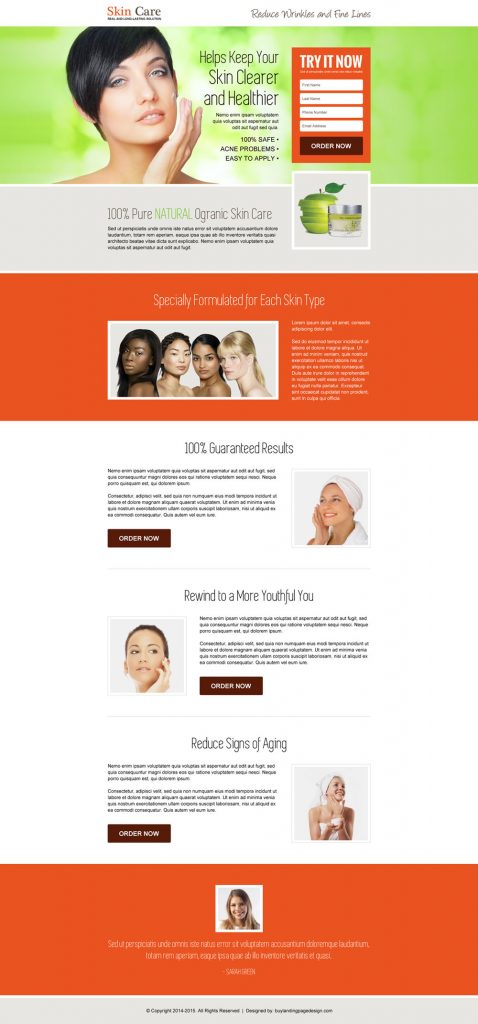 Skin care responsive website design templates to create your website