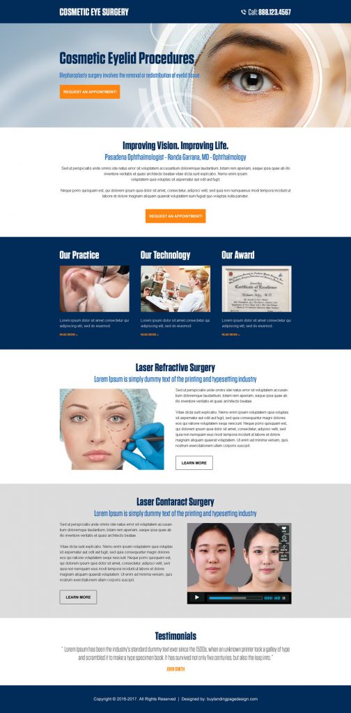 Perfect and best cosmetic surgery landing page designs