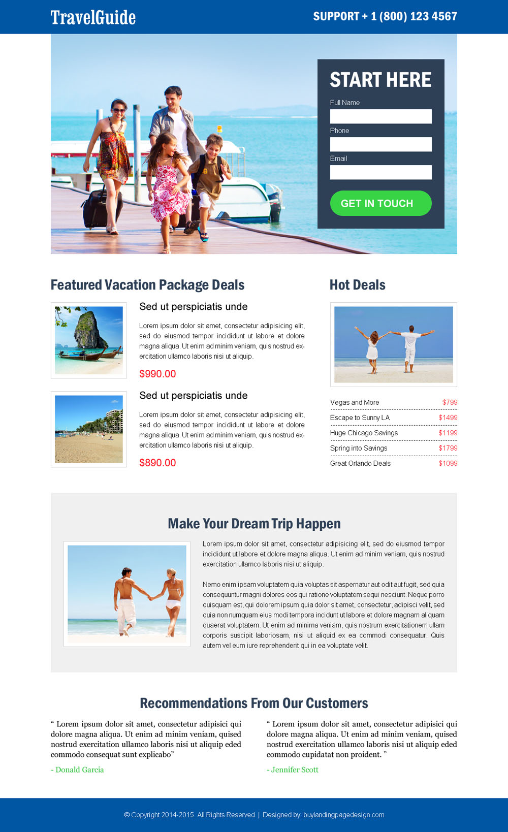 Best travel landing pages for travel booking agency