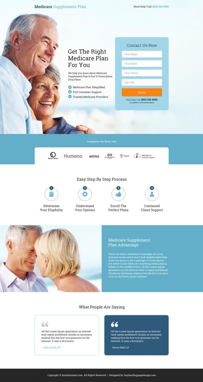 Medicare Insurance Lead Capture Landing Page Design