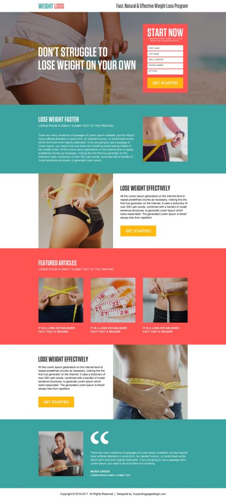 Perfect Weight Loss Landing Pages To Boost Your Conversion Rates