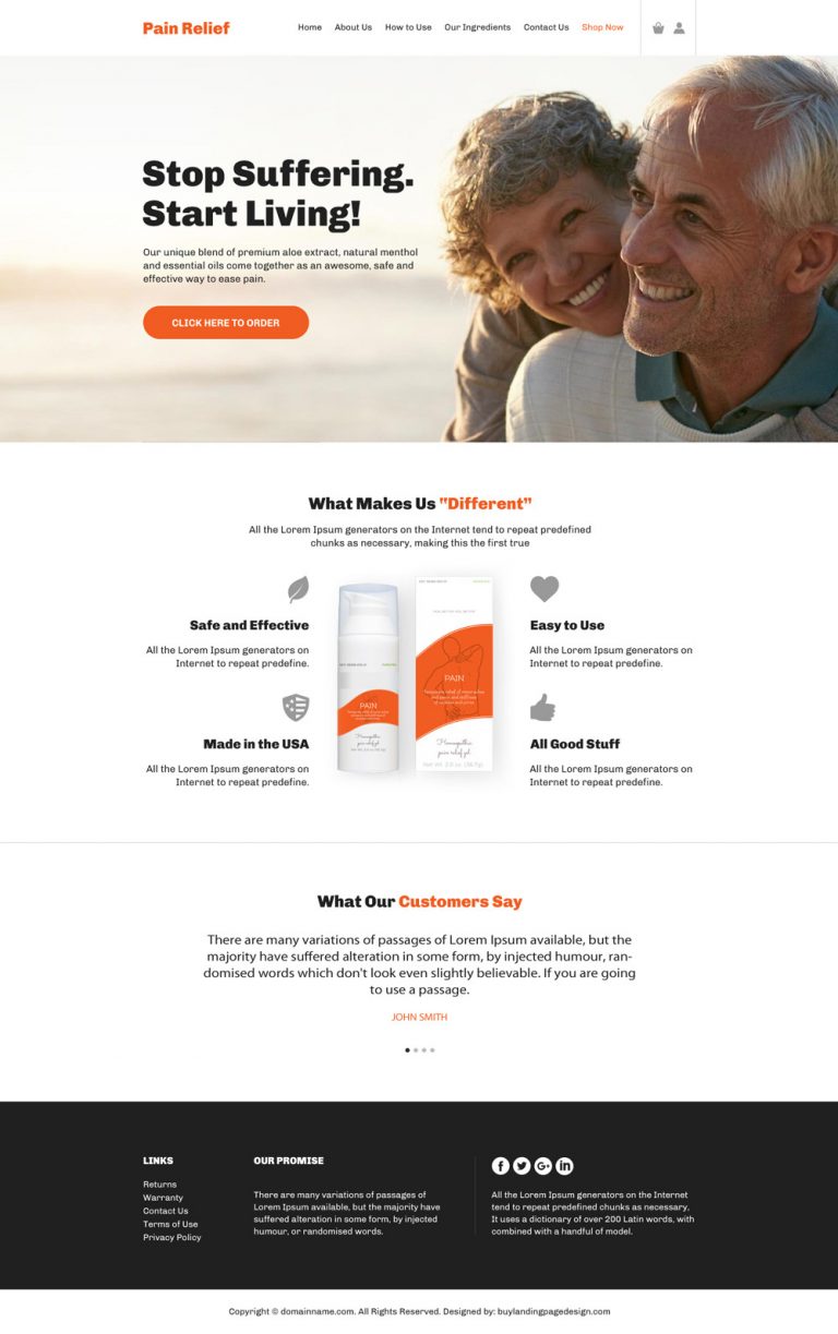 Responsive Pain Relief Product and Treatment Website Designs