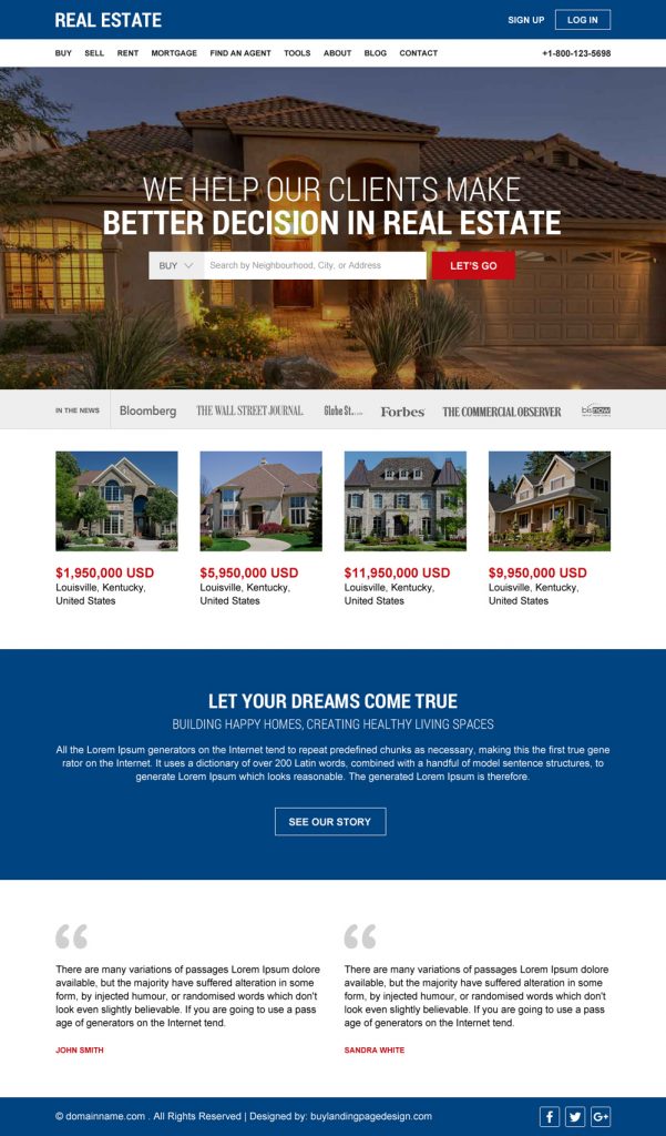 Real Estate Agency Lead Capture Responsive Website Designs