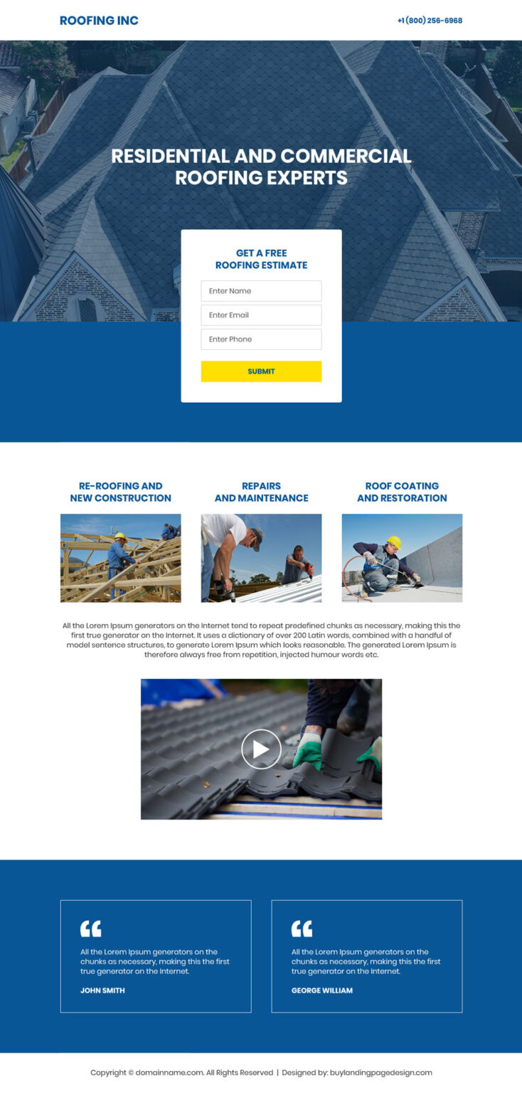 Best Roofing And Restoration Contractors Landing Pages