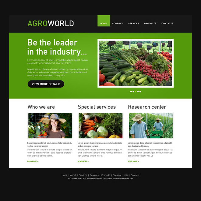 agroworld clean website template psd for agriculture company