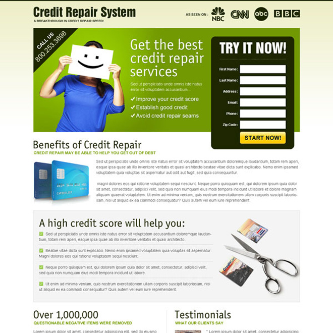 Affordable Credit Repair Landing Page Templates | Boost Your Credit ...