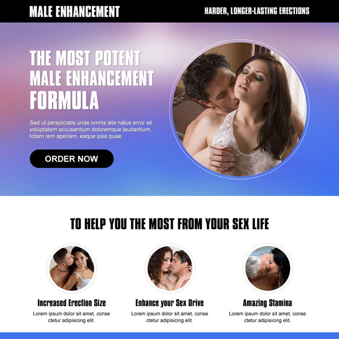 Male enhancement landing page design to boost sales of ...