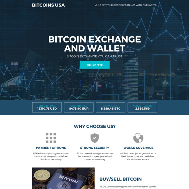 Bitcoin Exchange And Wallet Mini Landing Page Design - 