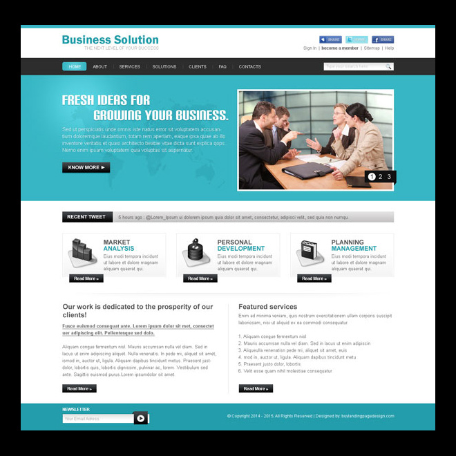 Best Website Template Design Psd For Business Solutions Website