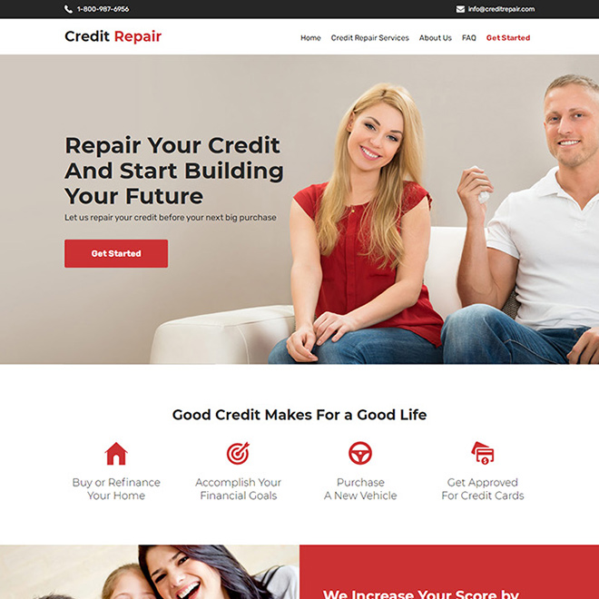 Modern and responsive credit repair website design templates for sale