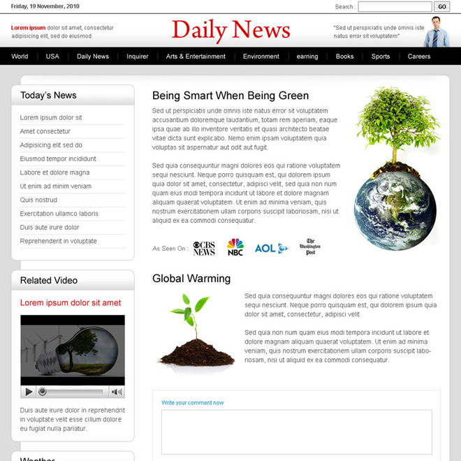 clean and effective daily news lander design Flogs example