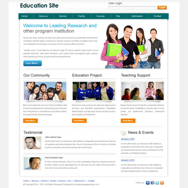 education website template design psd to create your education website