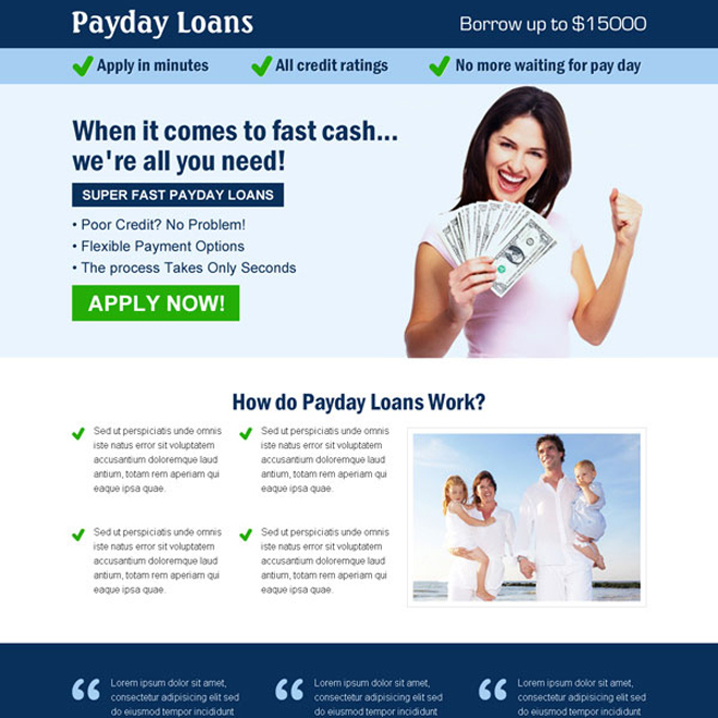 Payday loan landing page design templates for payday loan business conversion page 2