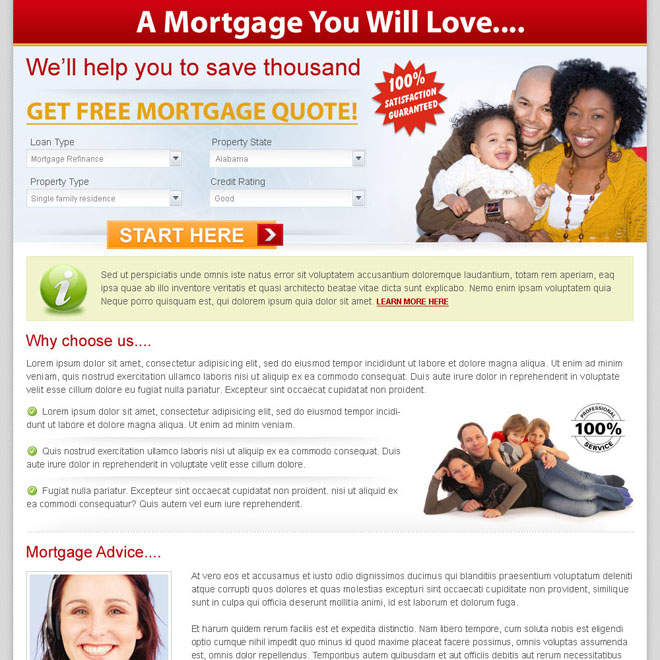 get free mortgage clean and converting landing page design for sale Mortgage example