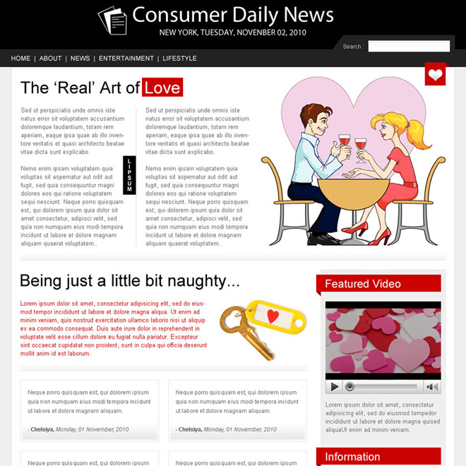 magazine style dating landing page design Flogs example