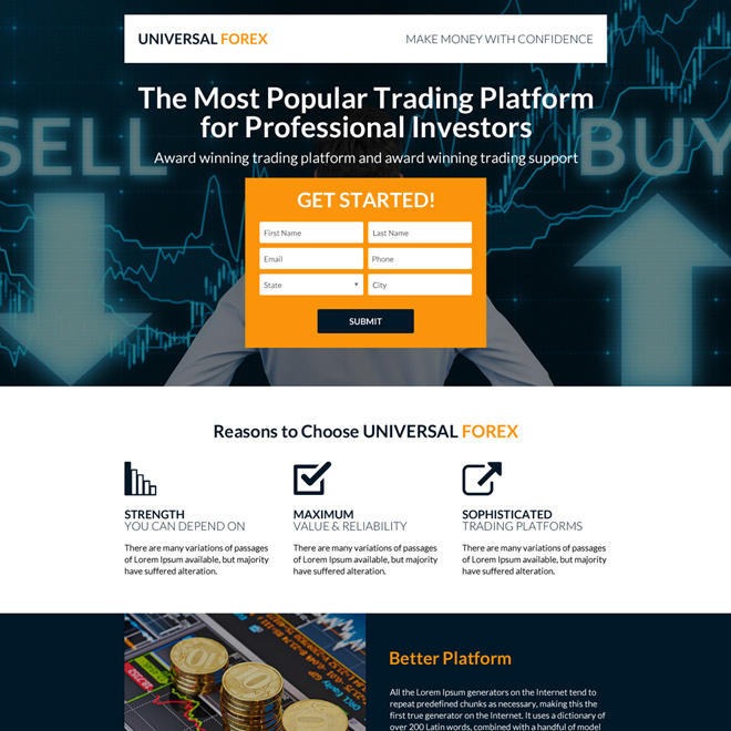 Professional Forex Trading Strategies Landing Page Design - 