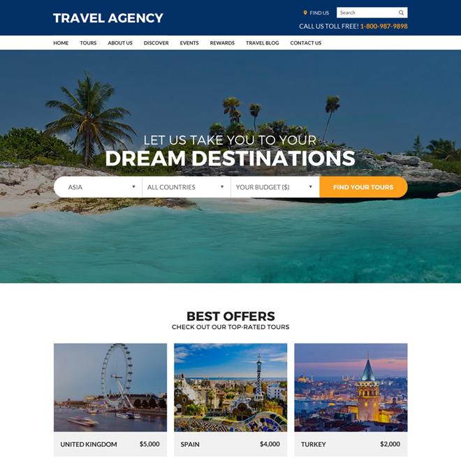 travel agency best converting responsive website design
