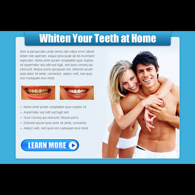 whiten your teeth at home call to action ppv landing page design Teeth Whitening example
