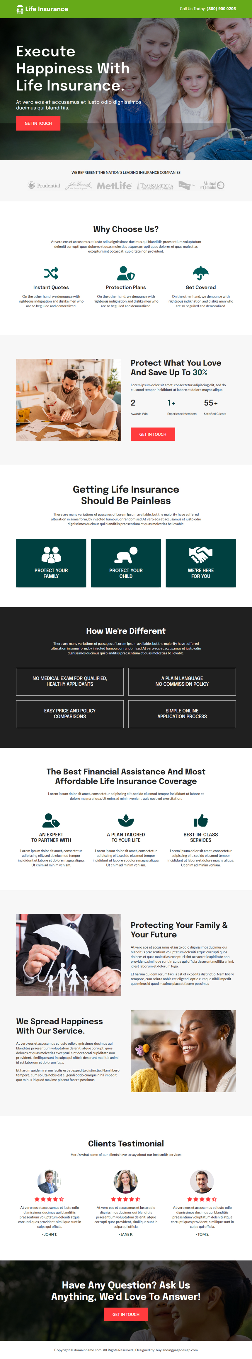 life insurance coverage lead capture landing page