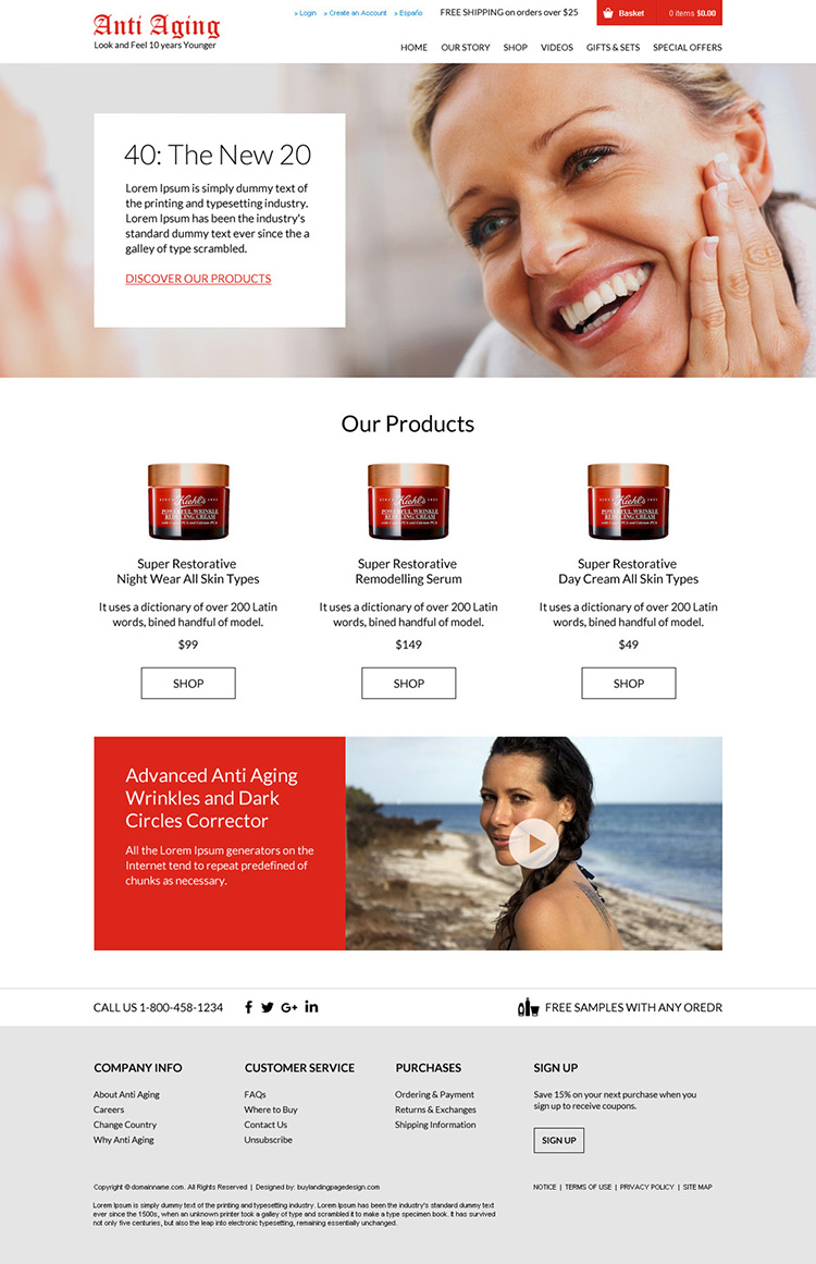antiagingskincarewebsitedesigns002 Skin Care HTML Website