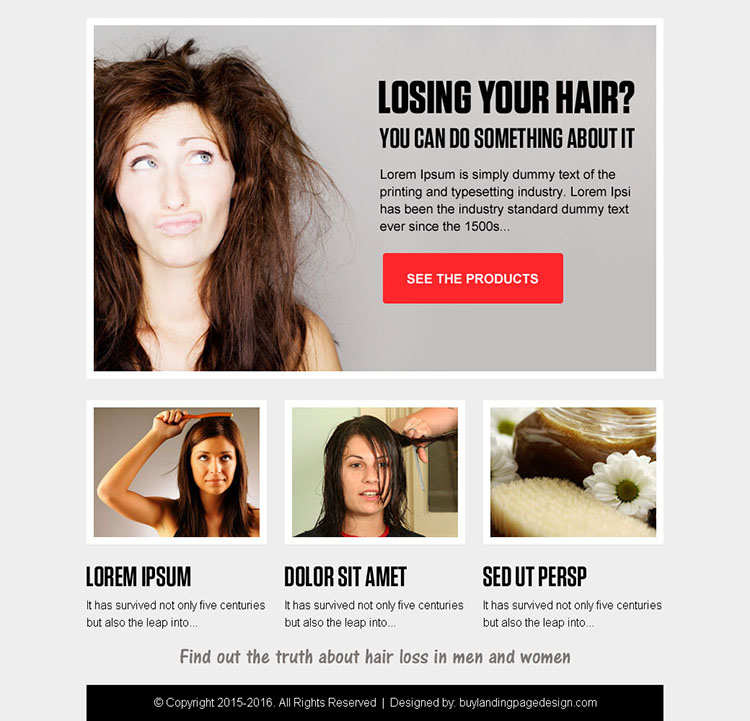 best hair loss product call to action ppv landing page design