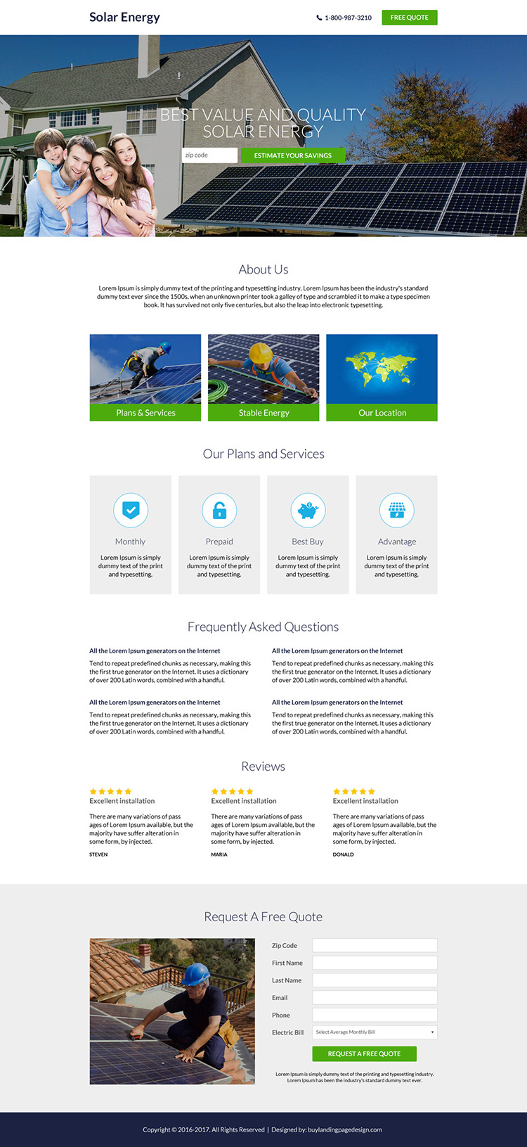 best solar energy professional lead capture landing page design