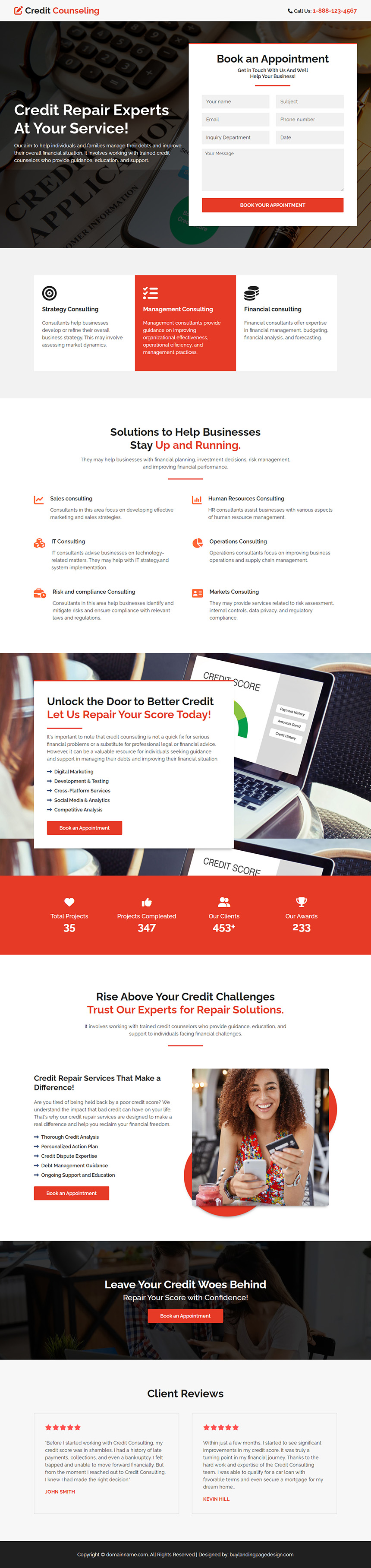 credit repair experts free consultation responsive landing page