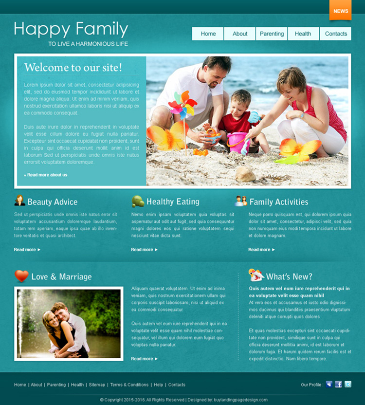 happy family website template design psd for sale