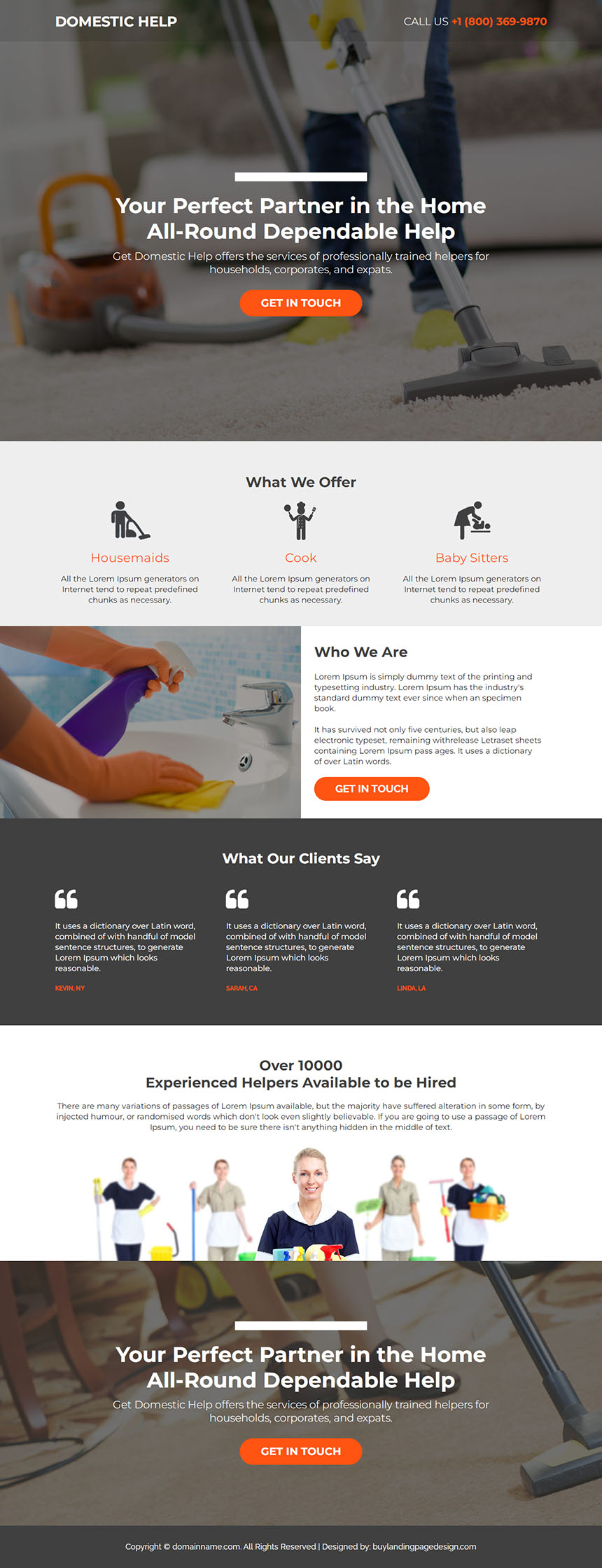 household staffing service lead capture landing page