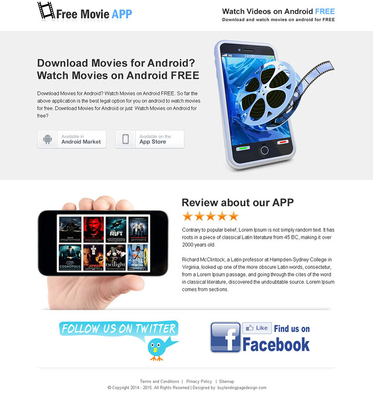 movie download free app responsive landing page design templates