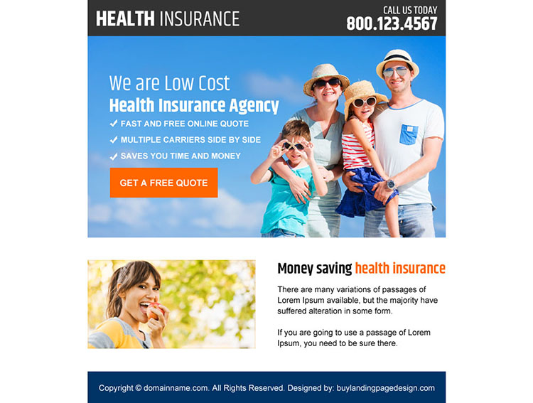 health insurance agency ppv landing page design