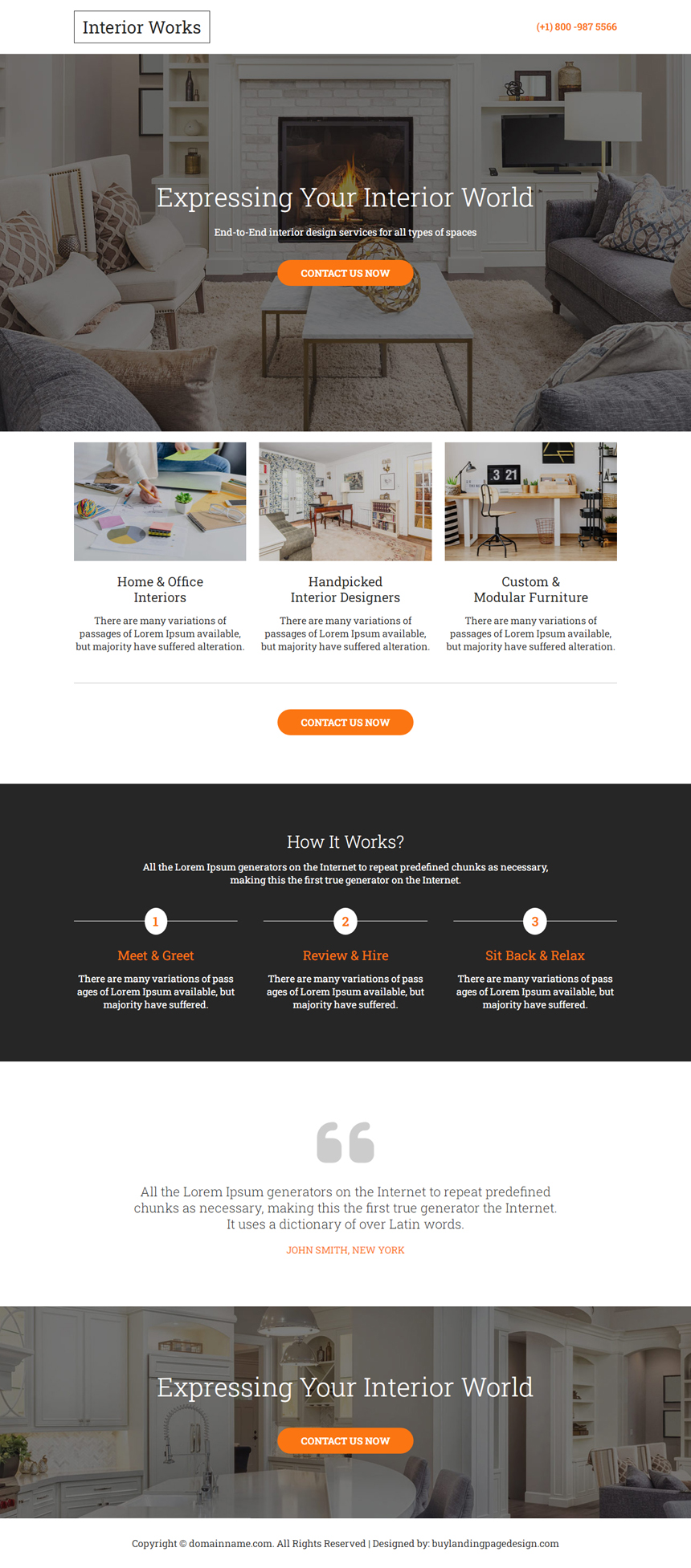 interior works free consultation lead capture responsive landing page