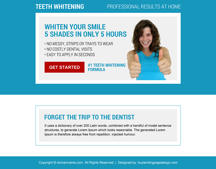 teeth whitening formula ppv landing page design