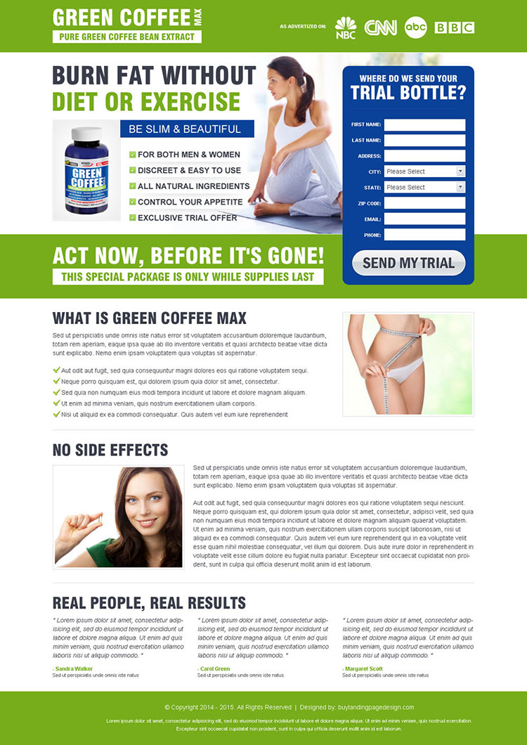 burn fat without diet or exercise green coffee weight loss product lead capture design