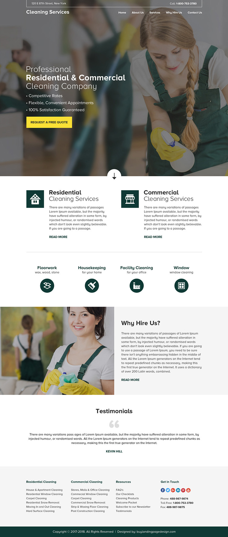 residential and commercial cleaning service company responsive website design