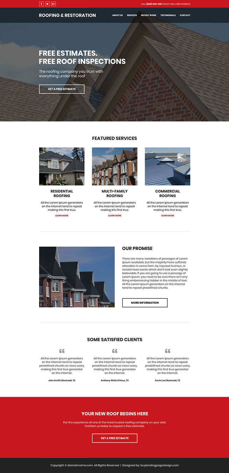 roofing and restoration resp web design 02 Roofing Website Design