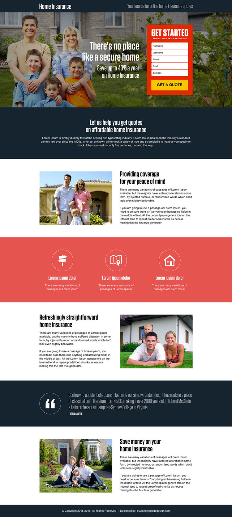 secure online home insurance quote service lead gen converting landing page design 026