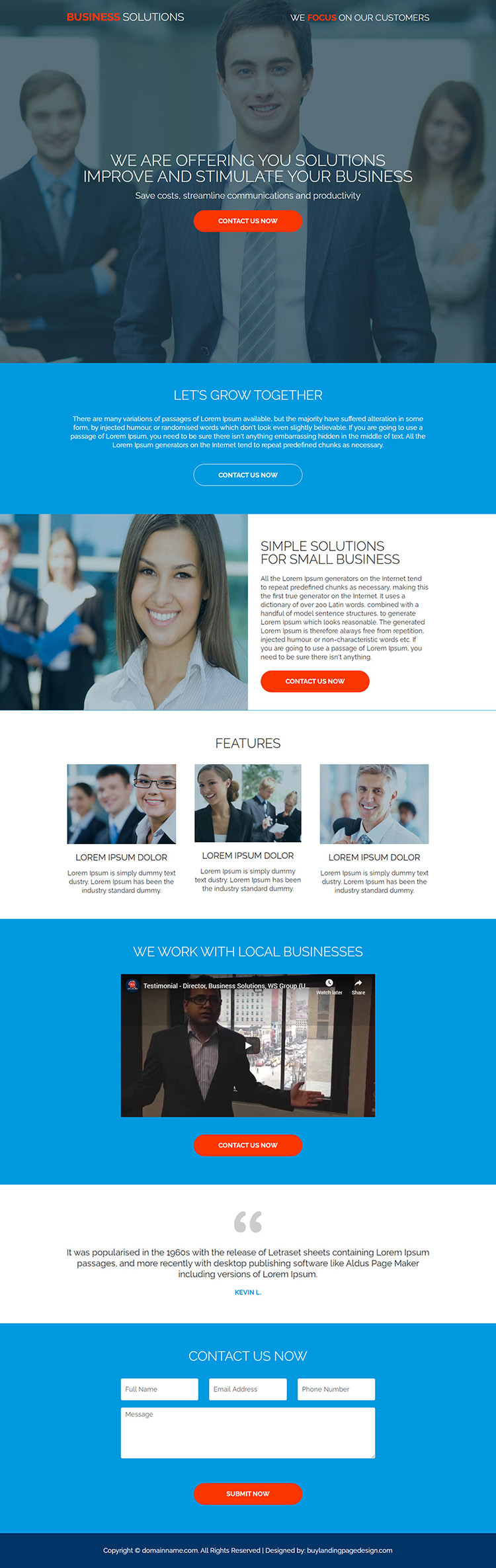 small business solutions responsive landing page designs