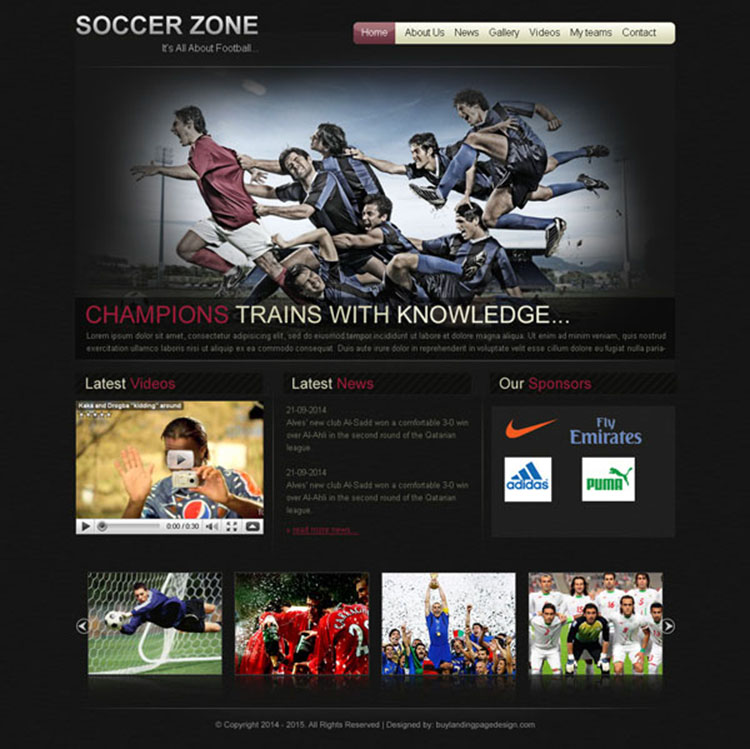soccer sports appealing and converting website template design psd