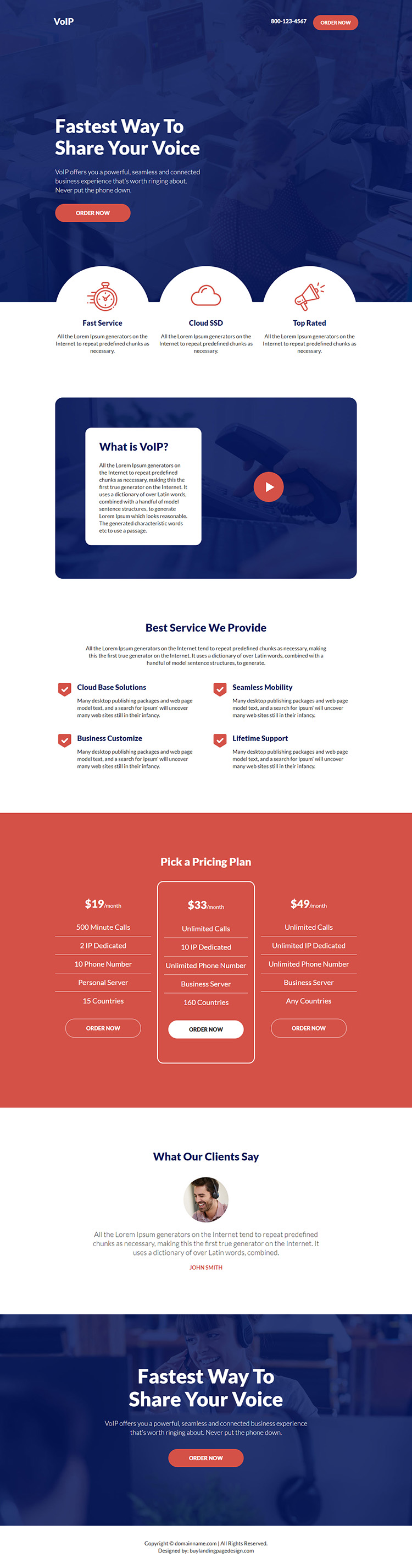 telecom and cloud services responsive landing page