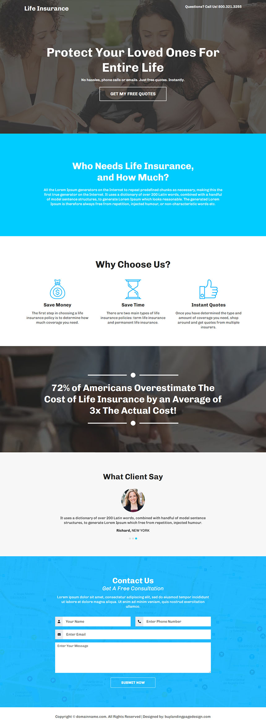 term life insurance free consultation landing page