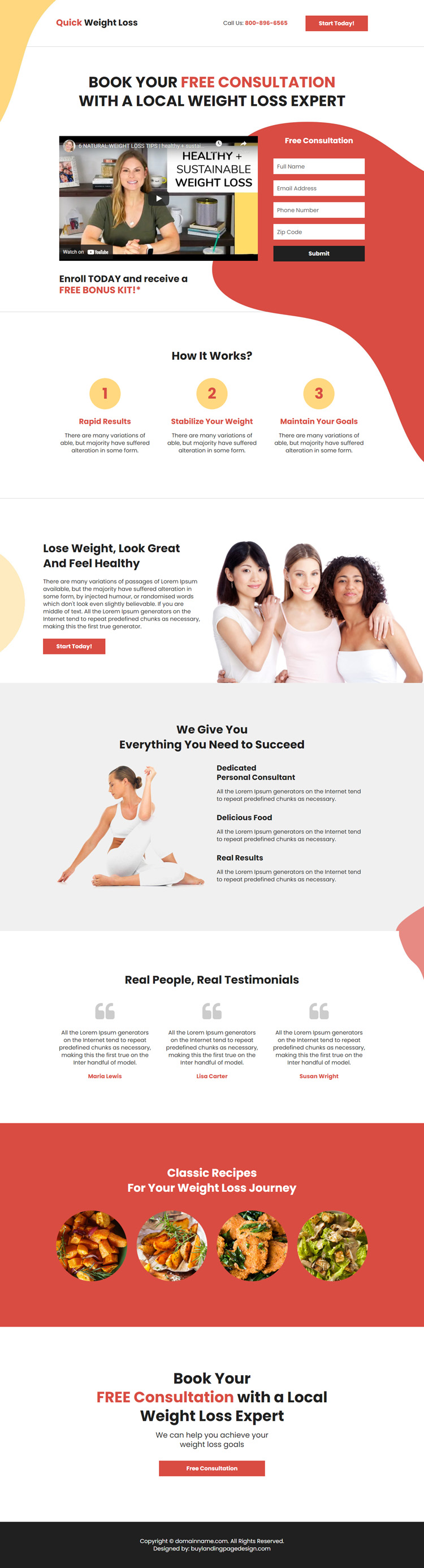 weight loss expert free consultation responsive landing page