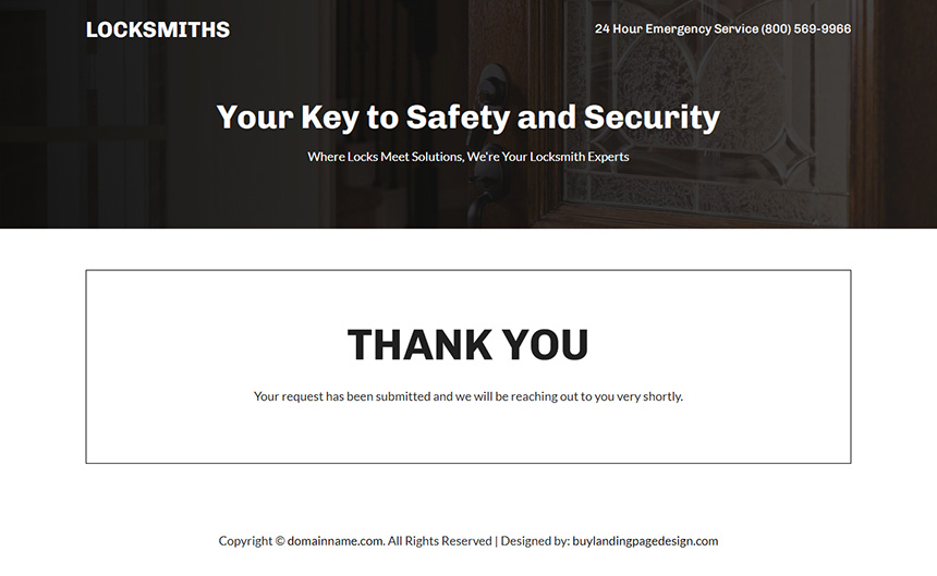 emergency locksmith service lead capture landing page